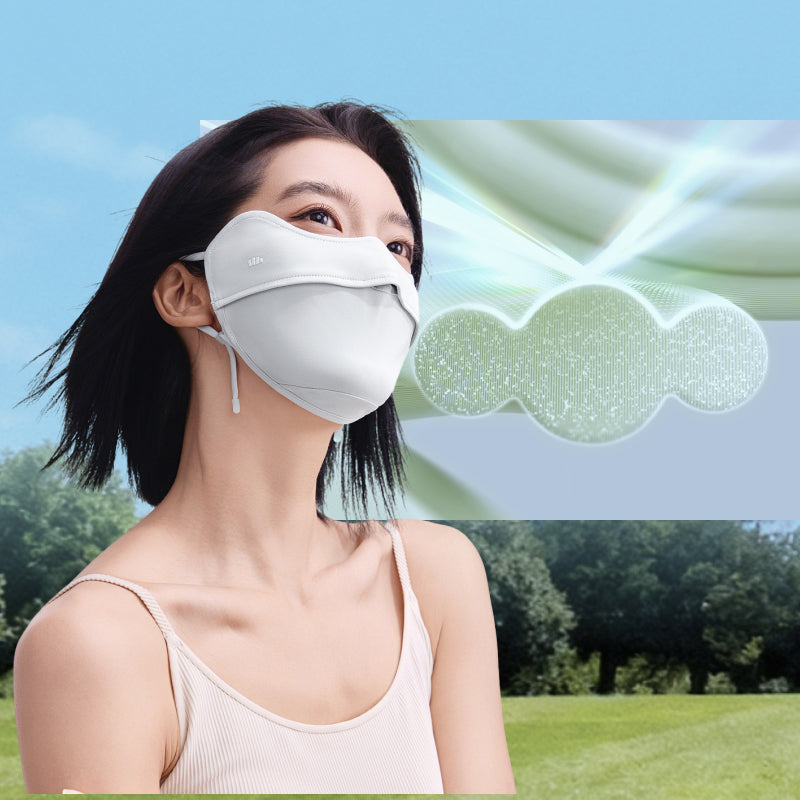 Beneunder Masque de protection solaire avec protection des yeux et effet rafraîchissant AL01j - Gris de montagne - F (Taille unique)
