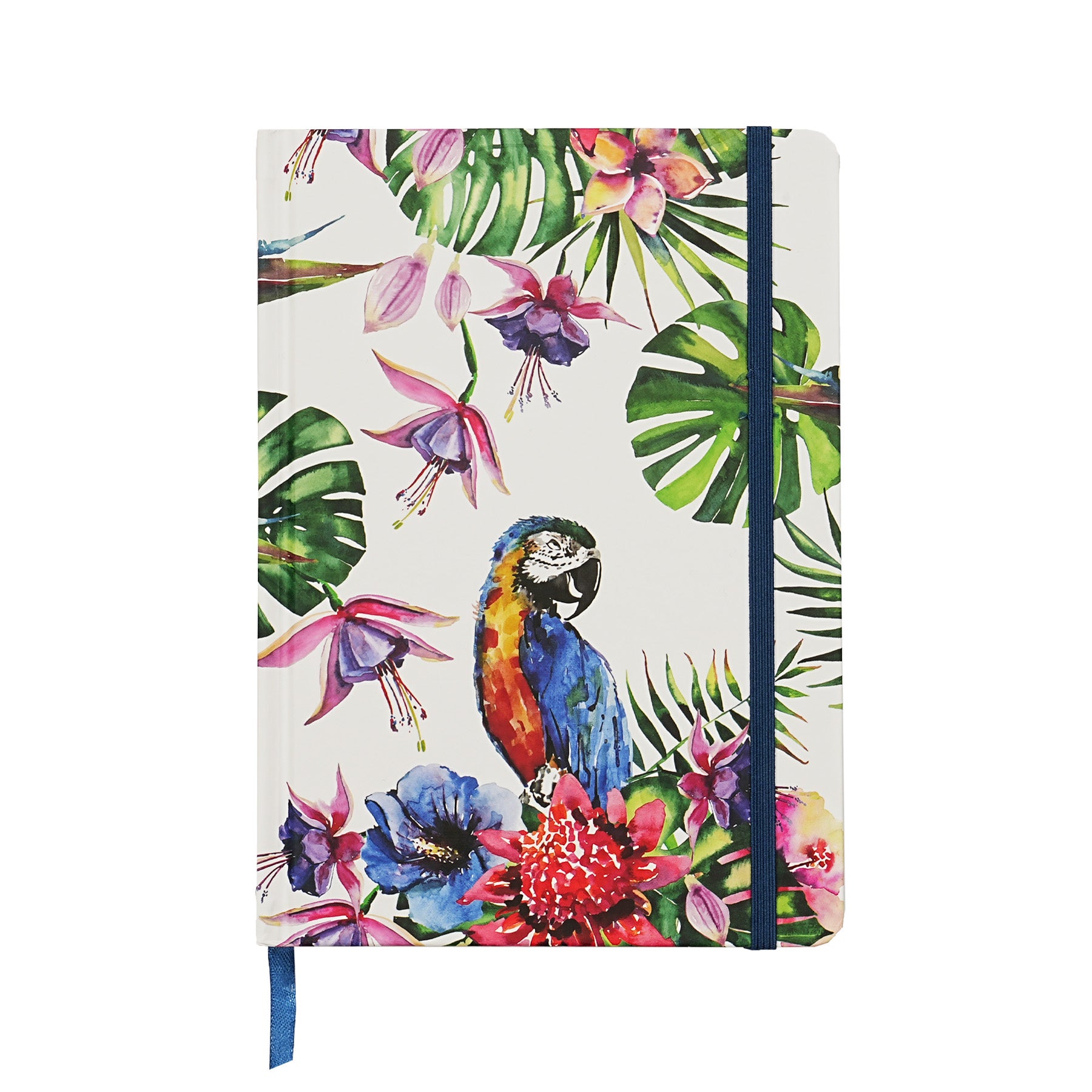 Jubiluu Carnet cartonné A5 avec marque-page, pages lignées, 100 g/m² - motif perroquet tropical