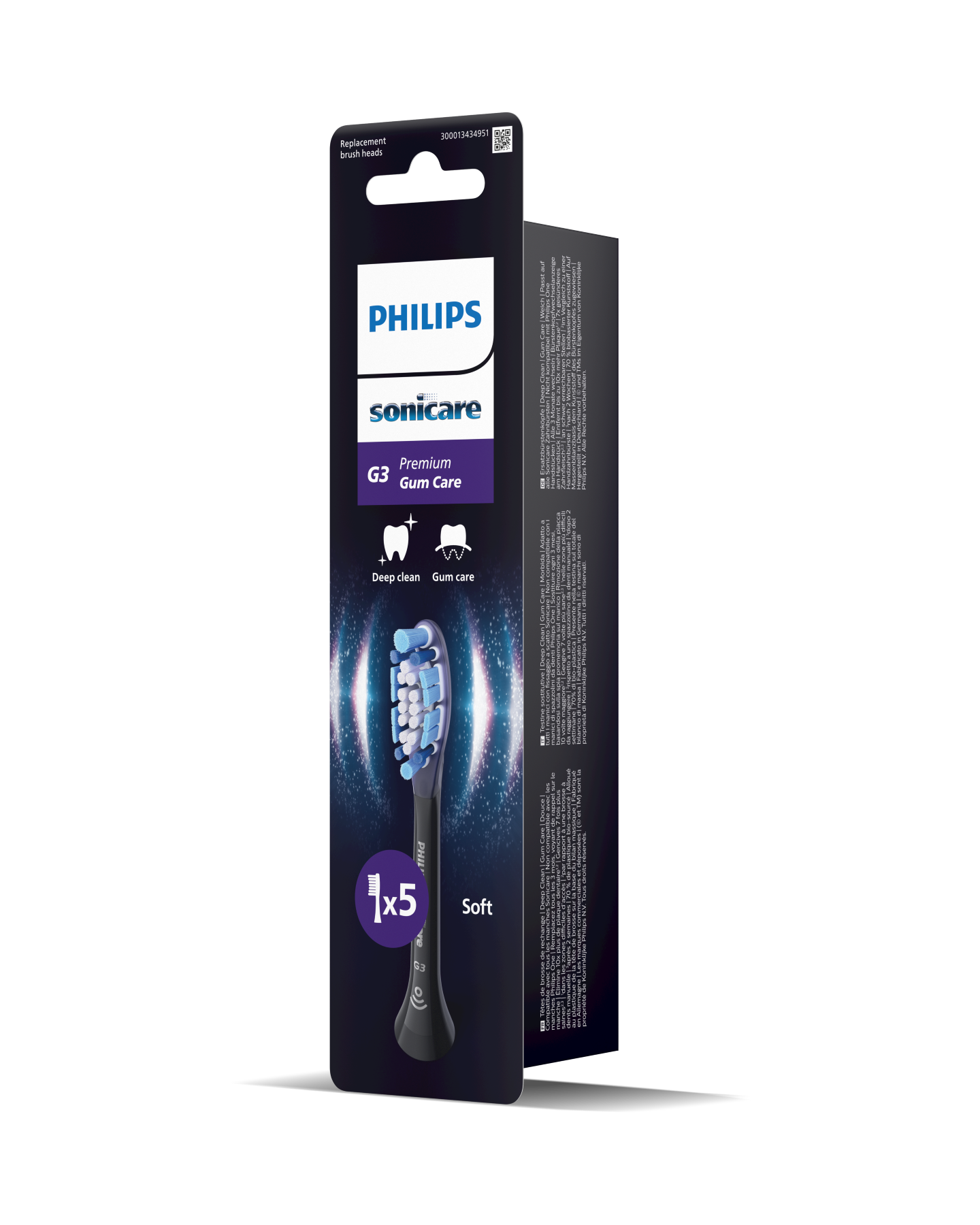 Philips Sonicare HX9055/88 - Têtes de brosse soin des gencives premium - Lot de 5, Compatibles avec toutes les brosses à dents Sonicare, Douces pour les gencives, Installation facile