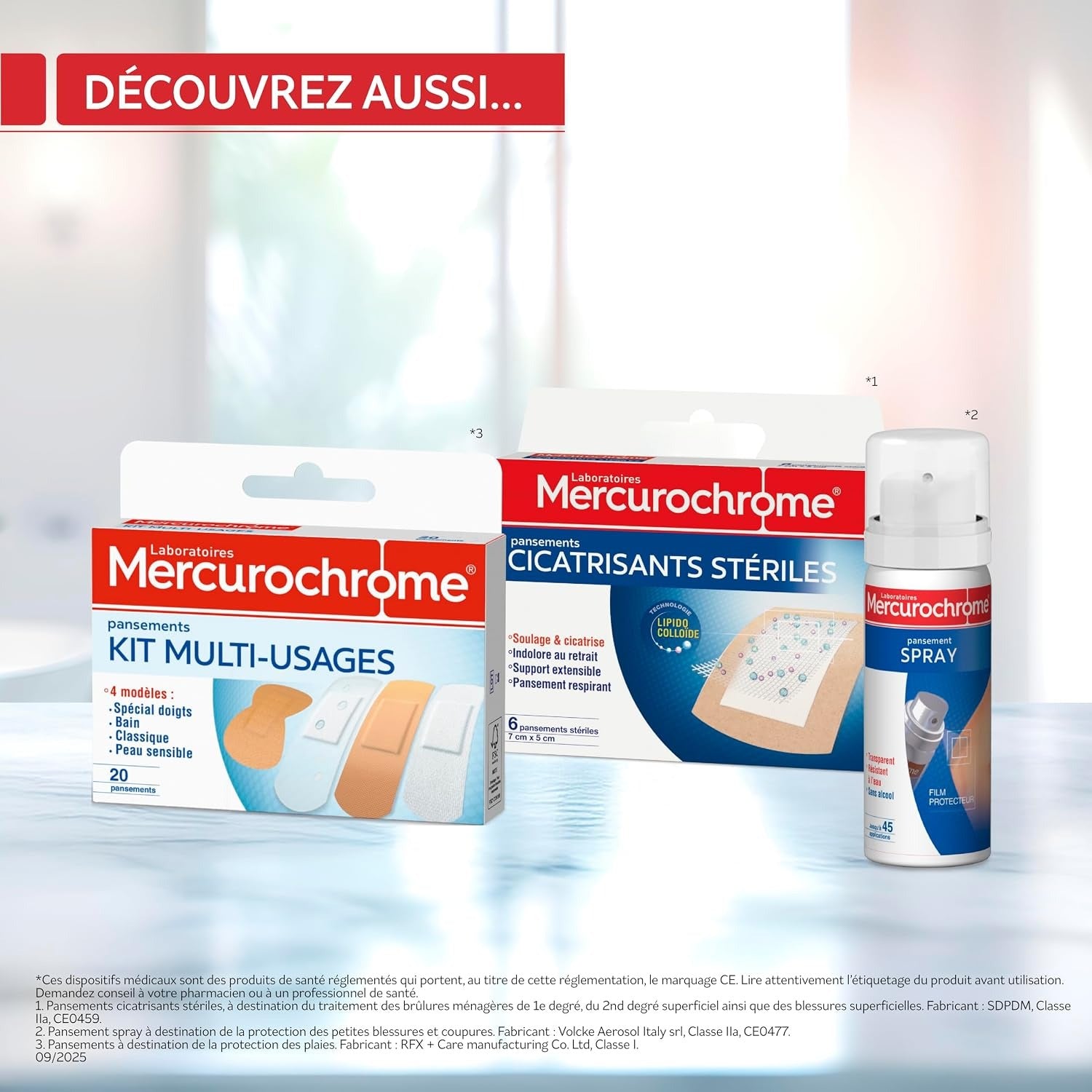Mercurochrome Pansements Stériles pour Plaies 60 Unités (Lot de 60 Pièces)