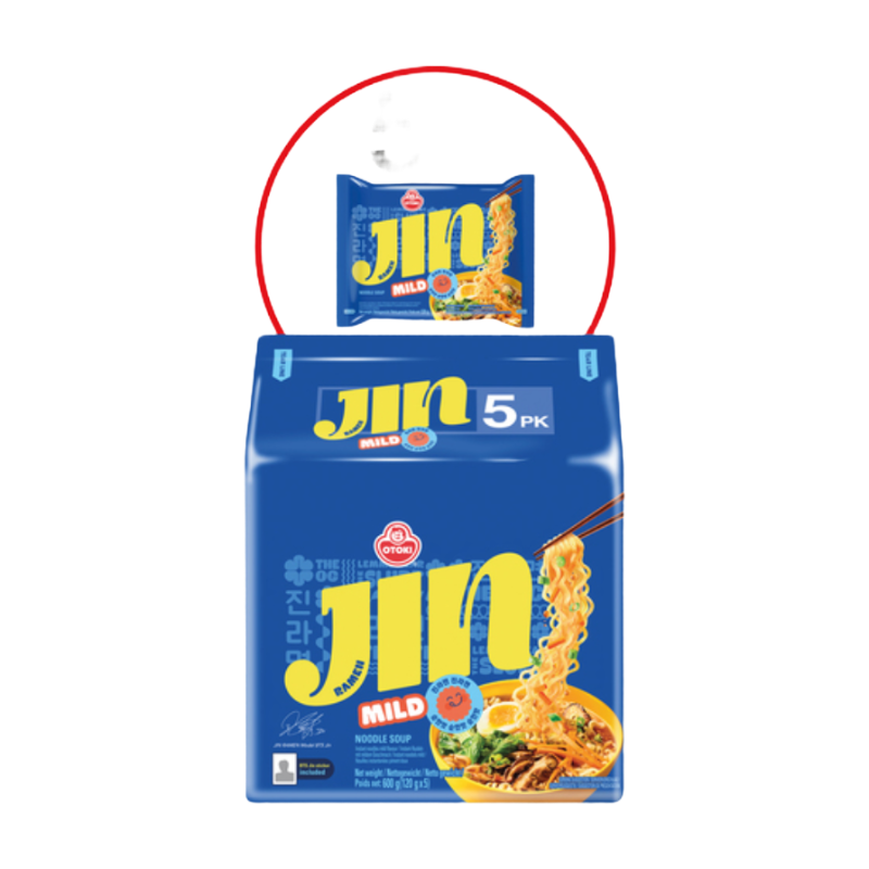 OTTOGI Lot de 5 paquets de nouilles instantanées Jin doux - 5 x 120 g