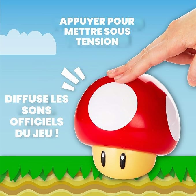 Super Mario Lampe Champignon avec Son - sous Licence Officielle - 12 cm - à Piles