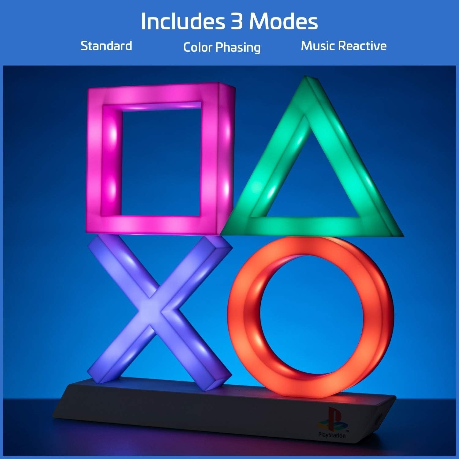 PlayStation Icons Light XL - sous Licence Officielle - 30 cm - 3 Modes d'Éclairage - Réactif à la Musique - Alimenté par USB ou Batterie