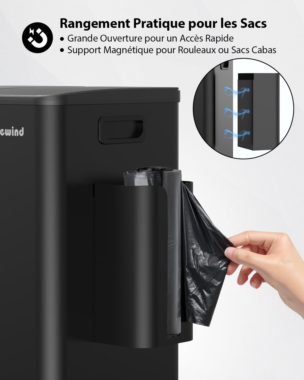 Poubelle de cuisine 60 L (3 x 20 L) en acier inoxydable, poubelle et bac de recyclage combinés avec couvercle à fermeture douce, poubelle à pédale à double compartiment pour recyclage, noir