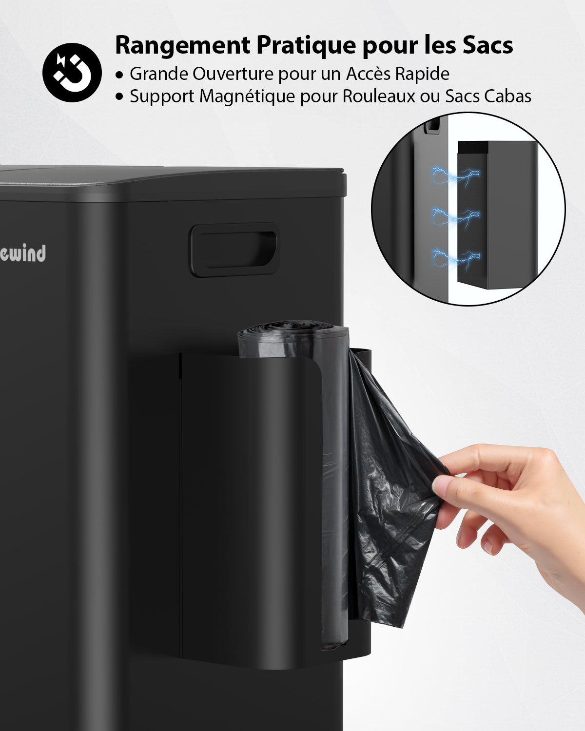 Poubelle de cuisine 60 L (3 x 20 L) en acier inoxydable, poubelle et bac de recyclage combinés avec couvercle à fermeture douce, poubelle à pédale à double compartiment pour recyclage, noir