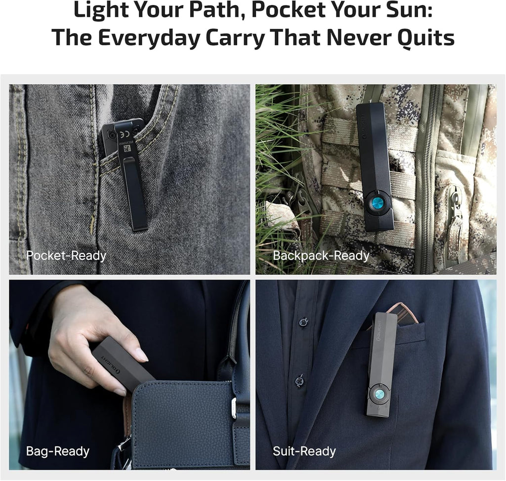 Olight Série ArkPro Lampe de poche EDC à corps monobloc plat avec sources lumineuses multiples