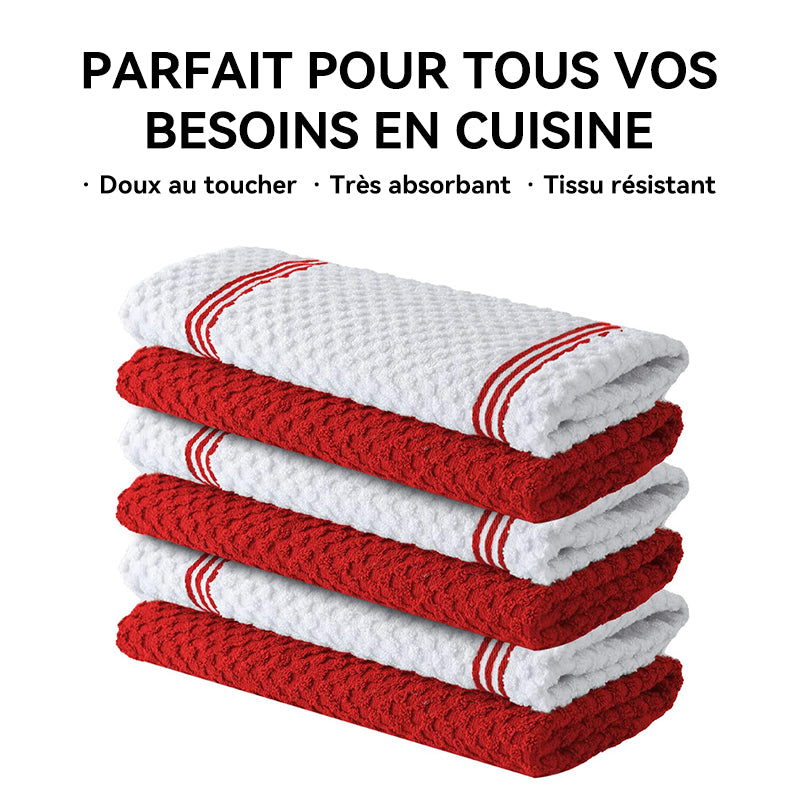 JORDAN&JUDY Lot de 6 torchons rouges pour la cuisine, doux et durables, faciles à nettoyer, sans peluches, 40 x 66 cm