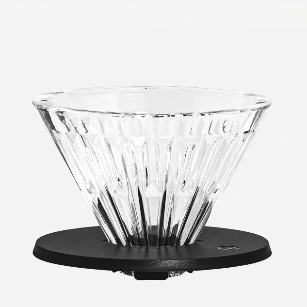 TIMEMORE Verseuse à Café en Verre Cristal V02, Filtre à Cône Pour Over en Borosilicate 1-2 Tasses avec Rainures Concaves Uniques pour une Extraction Uniforme, Noir