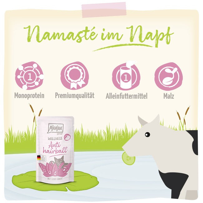 MjAMJAM Nourriture humide pour chat au bœuf contrôle des poils ingérés bien-être 125 g