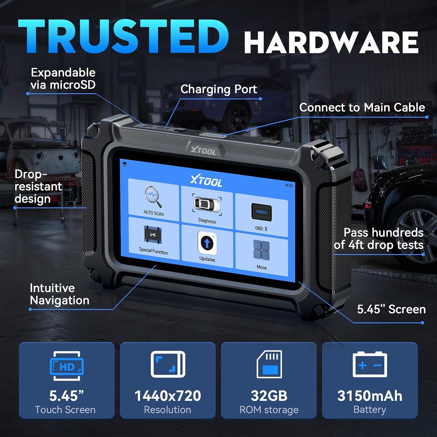 xtool D6S Scanner OBD2 Outil de Diagnostic Système Complet 30 Réinitialisations Moteur ABS SRS | Capteur de Départ/Reconditionnement Huile/EPB/SAS/Throttle/Transmission, Écran Tactile