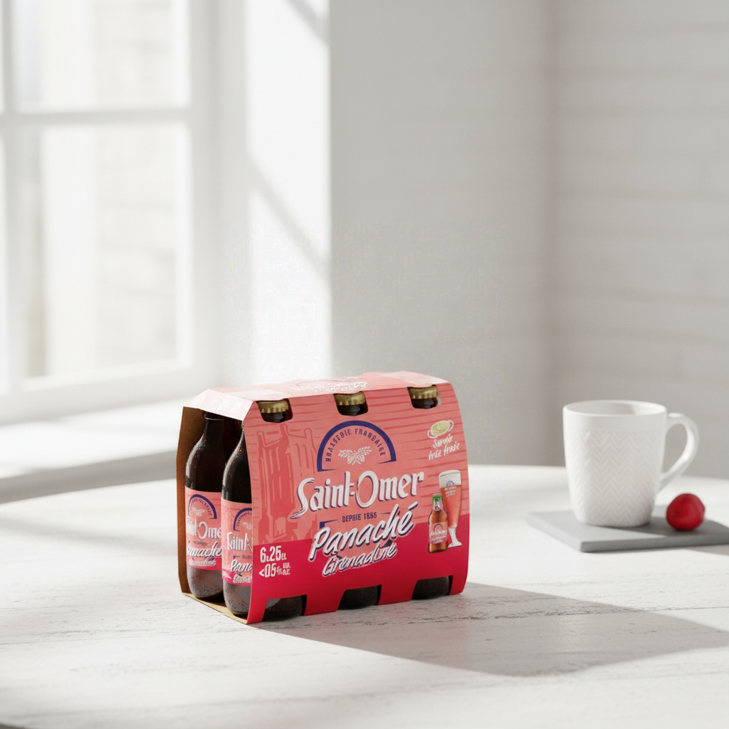 Saint-Omer Panaché aromatisé au sirop de grenadine, 0,4 % - 6 x 25 cl