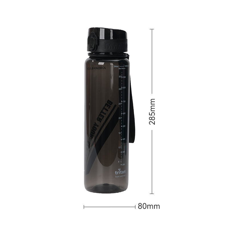JORDAN & JUDY Gourde de sport en Tritan avec poignée 1000 ml - Noir uni