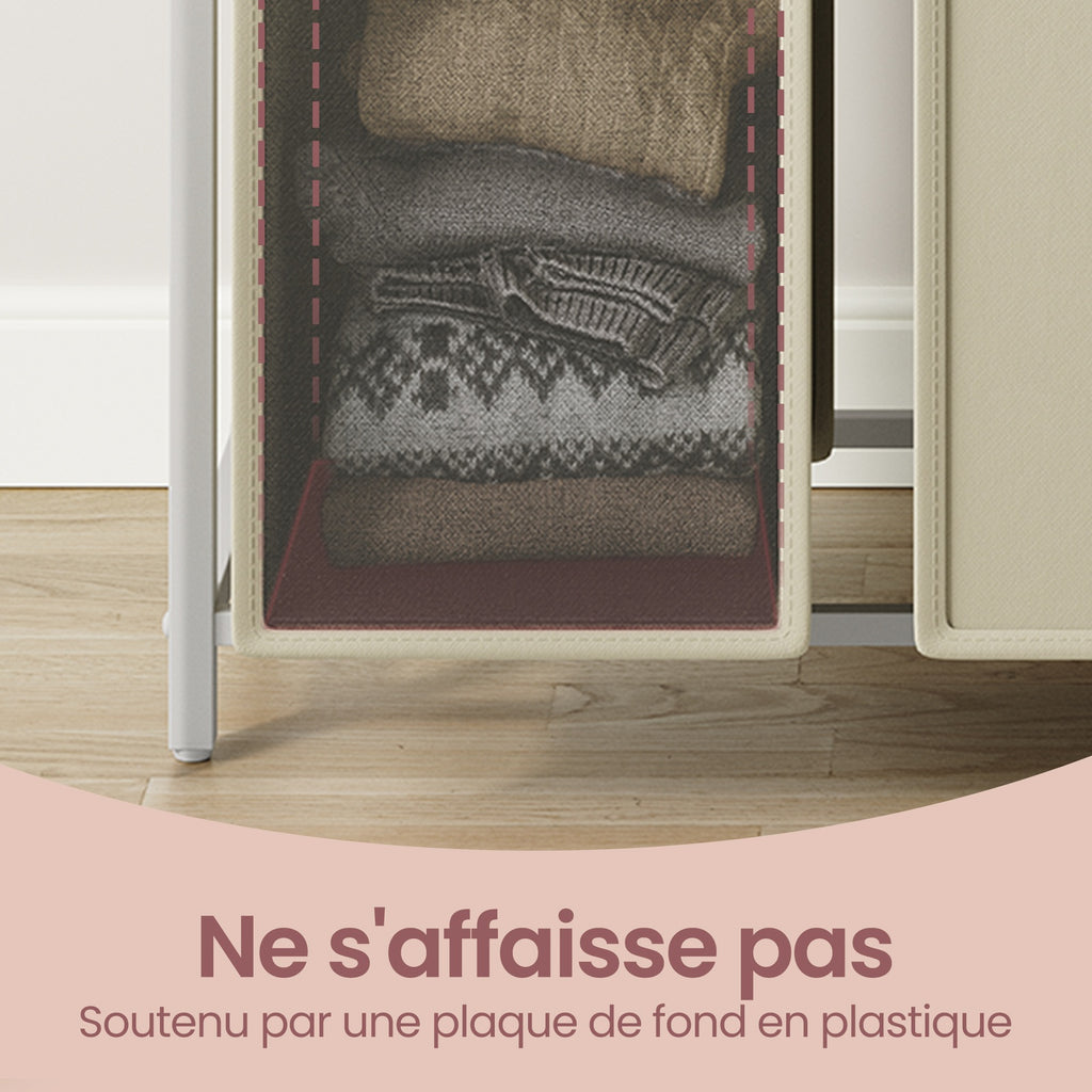 JOYFURNOS Panier à linge, Corbeille à linge à 3 compartiments, Sacs intérieurs coulissants et amovibles, Trieur de vêtements, Cadre en métal, 3 x 40 L, 92,5 x 33 x 72 cm, Blanc crème et blanc mat