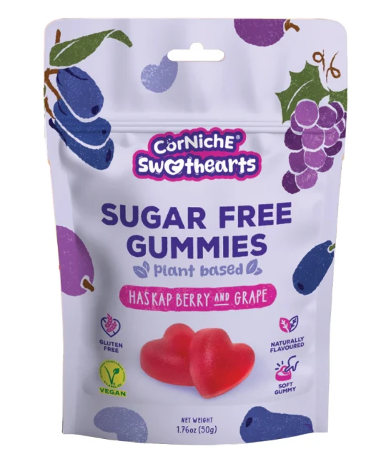Corniche Sweethearts bonbons gélifiés sans sucre - baie de Haskap et raisin - 50 g