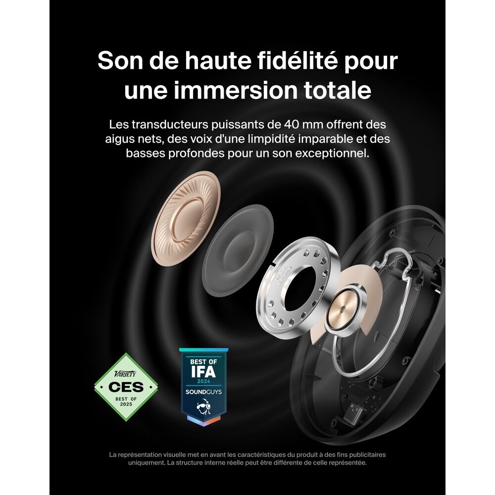 Belkin Casque SOUNDFORM ISOLATE anti-bruit, Noir