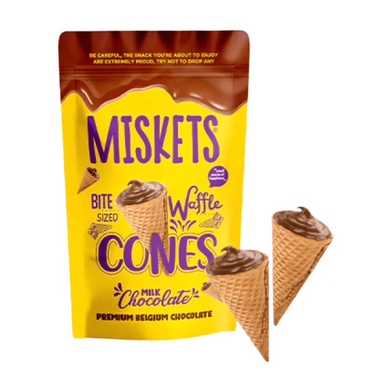 MISKETS Mini cornets de gaufre saveur chocolat au lait - 70 g