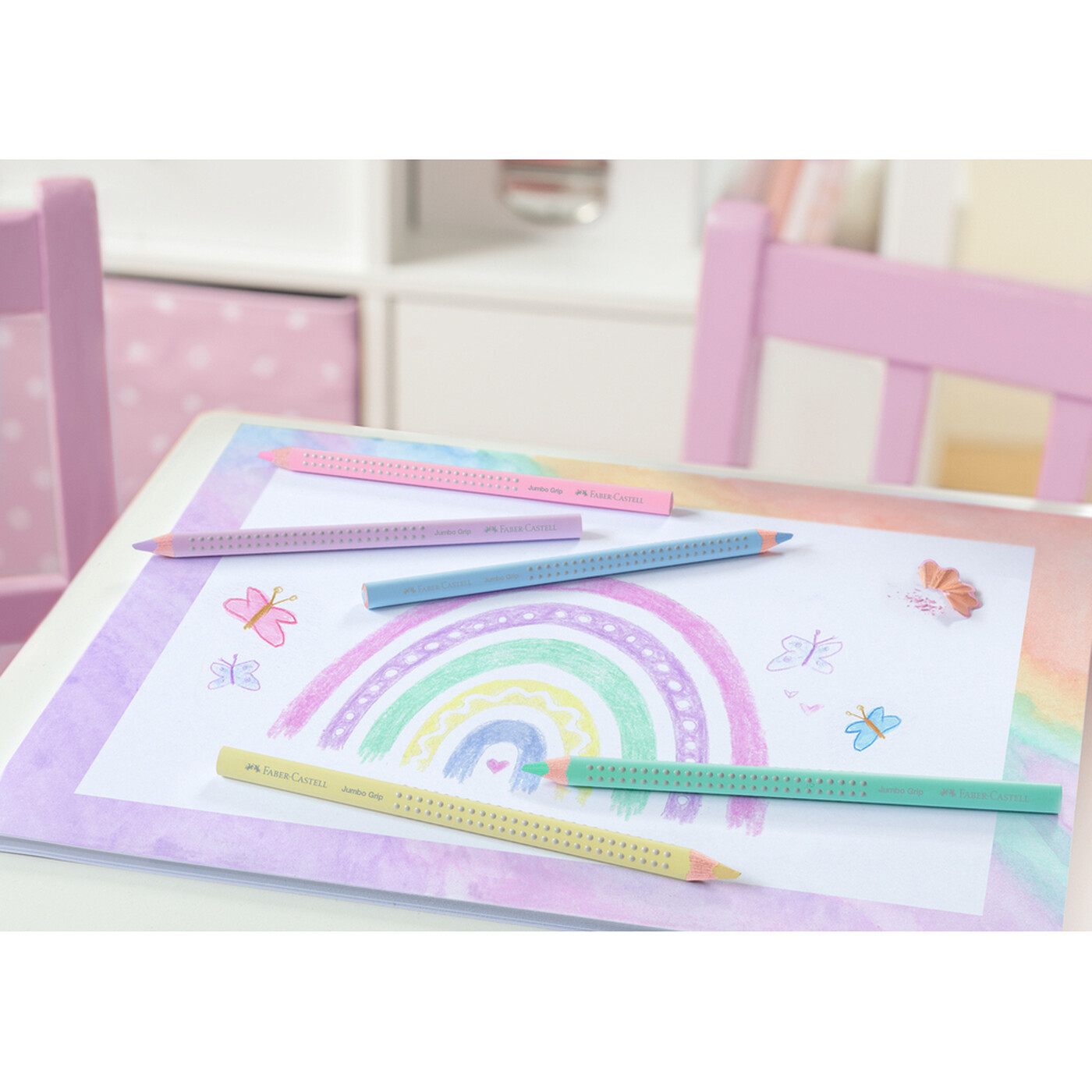 Faber-Castell Boîte de 5 crayons de couleur Jumbo Grip Pastel