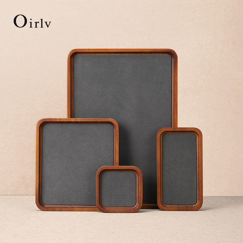 Oirlv Plateau organisateur de bijoux en bois Plateau de présentation de bijoux, bagues, bracelets, colliers Plateau de présentation de montres et bijoux Plateau de rangement pour bijoux