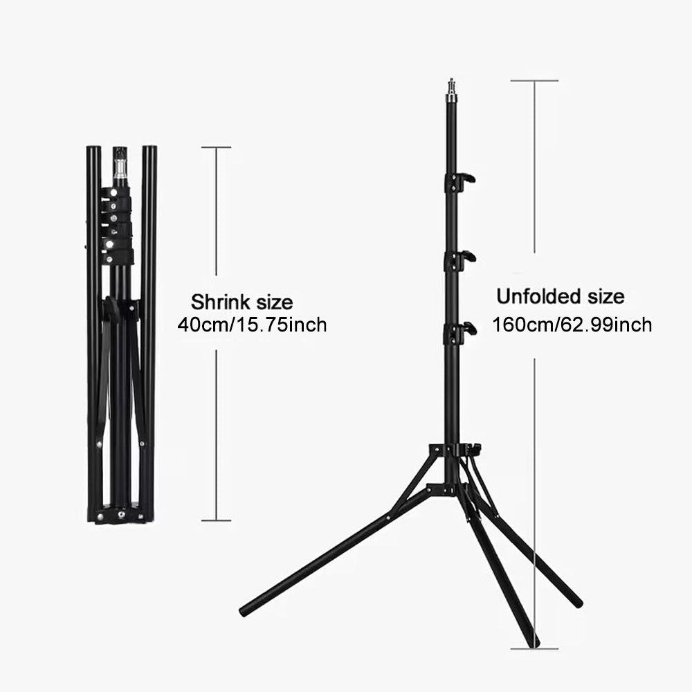 Support de Projecteur 1,6 m Trépied Pliable à l'Envers en Métal avec Support de Téléphone Mobile Intégré, Support de Sol Réglable Multifonctionnel Compatible avec Projecteur