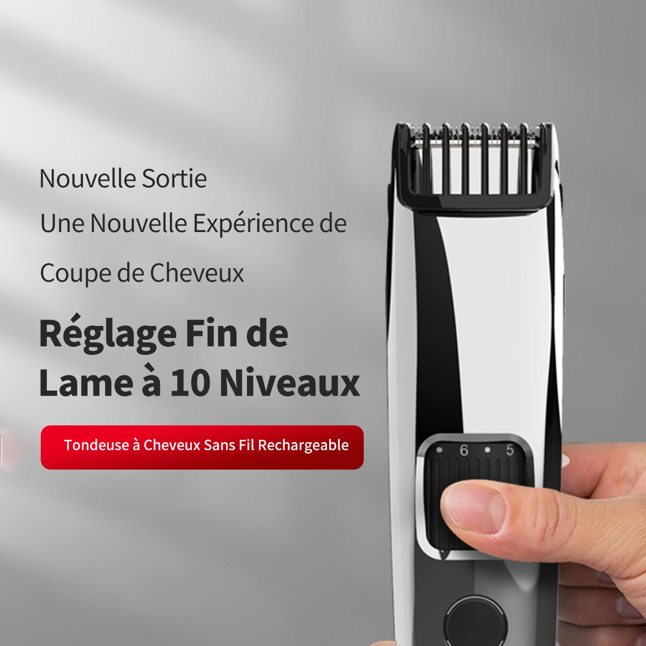 Sparoma Tondeuse à Cheveux pour Homme — Tondeuse Barbe Sans Fil avec Réglage à 10 Niveaux, Lame de Précision 0,1mm, Affichage LCD & Charge en Utilisation, Faible Bruit — FK-302