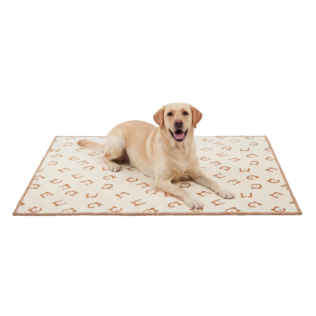 Ochama Couverture imperméable pour chien, 229 x 203 cm, couverture en polaire Sherpa pour animaux, lavable en machine, protège-canapé pour chien réversible, beige