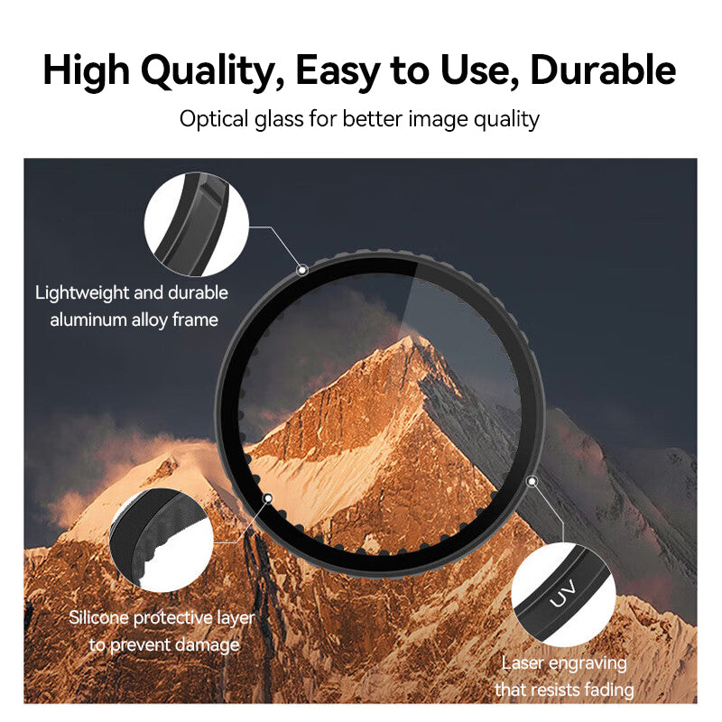 ochama×J.ZAO Filtre UV pour DJI Action 3/4/5PRO - Protecteur d’Objectif, Accessoire Anti‑Reflet pour Caméra d’Action