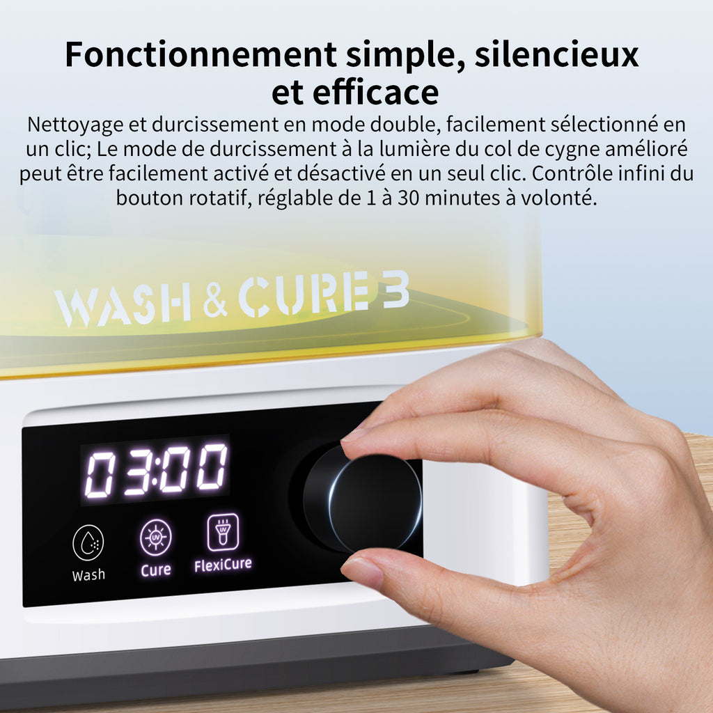 ANYCUBICWash & Cure 3 Station de post-traitement résine 2-en-1 avec lavage puissant et durcissement UV, capacité de nettoyage 165 × 100 × 180 mm