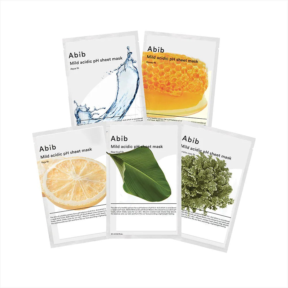 ABIB Masques en tissu au pH légèrement acide - Houttuynia cordata Fit 10 pièces