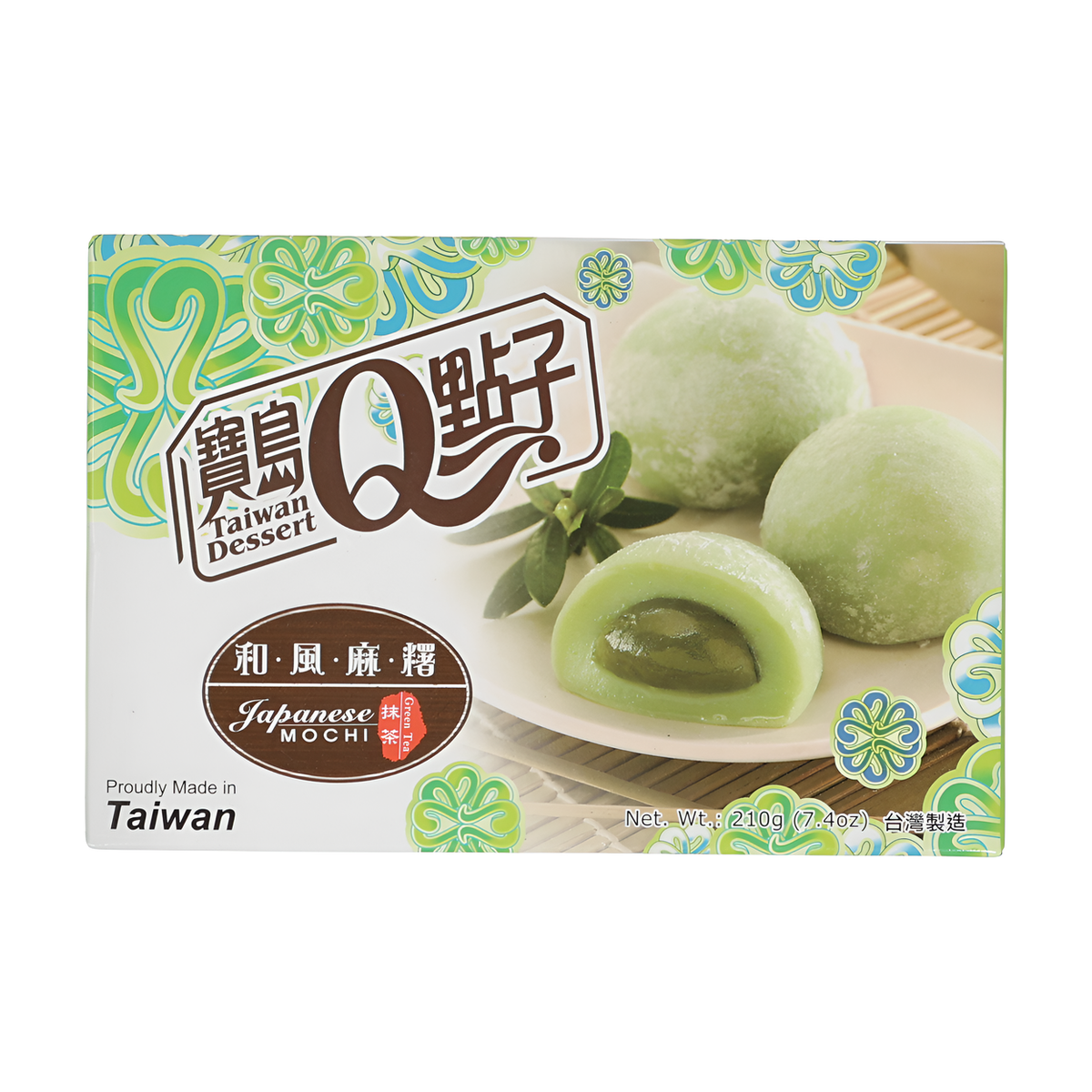Q-Brand Mochi de style japonais saveur thé vert 210 g