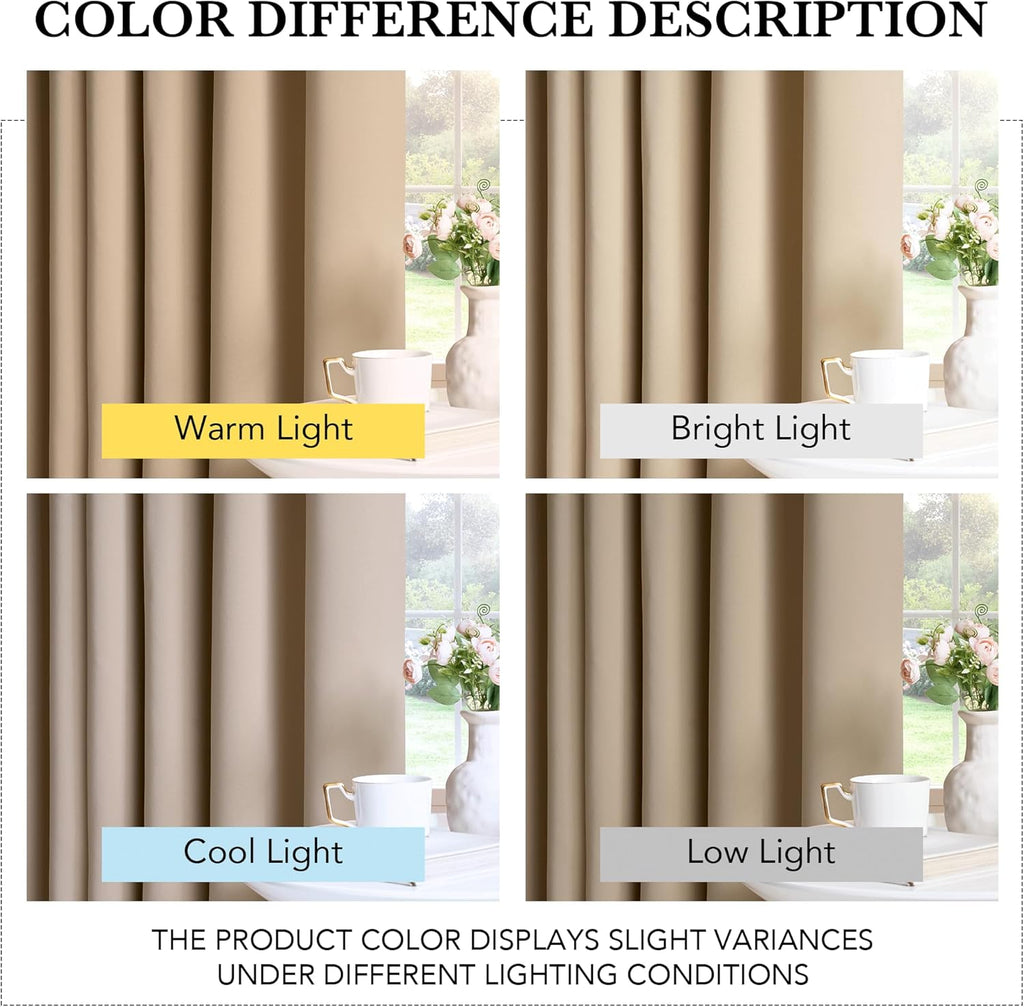 PONY DANCE Rideau occultant avec pliure crayon, 1 panneau, L 300 x l 245 cm (L 118 x l 96 pouces), beige biscotti