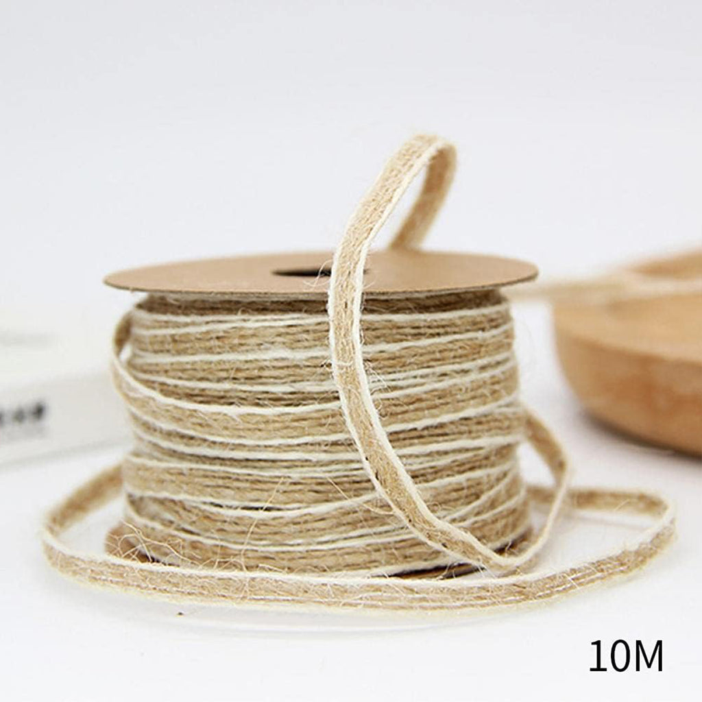 JU7CER Rouleau de filet en jute 2 pièces avec cordon en lin jaune et ruban tissé nœud décoratif DIY pour les arts de Noël et l'emballage de la ligne de pêche Longueur : 10 m, largeur : 0,6 cm