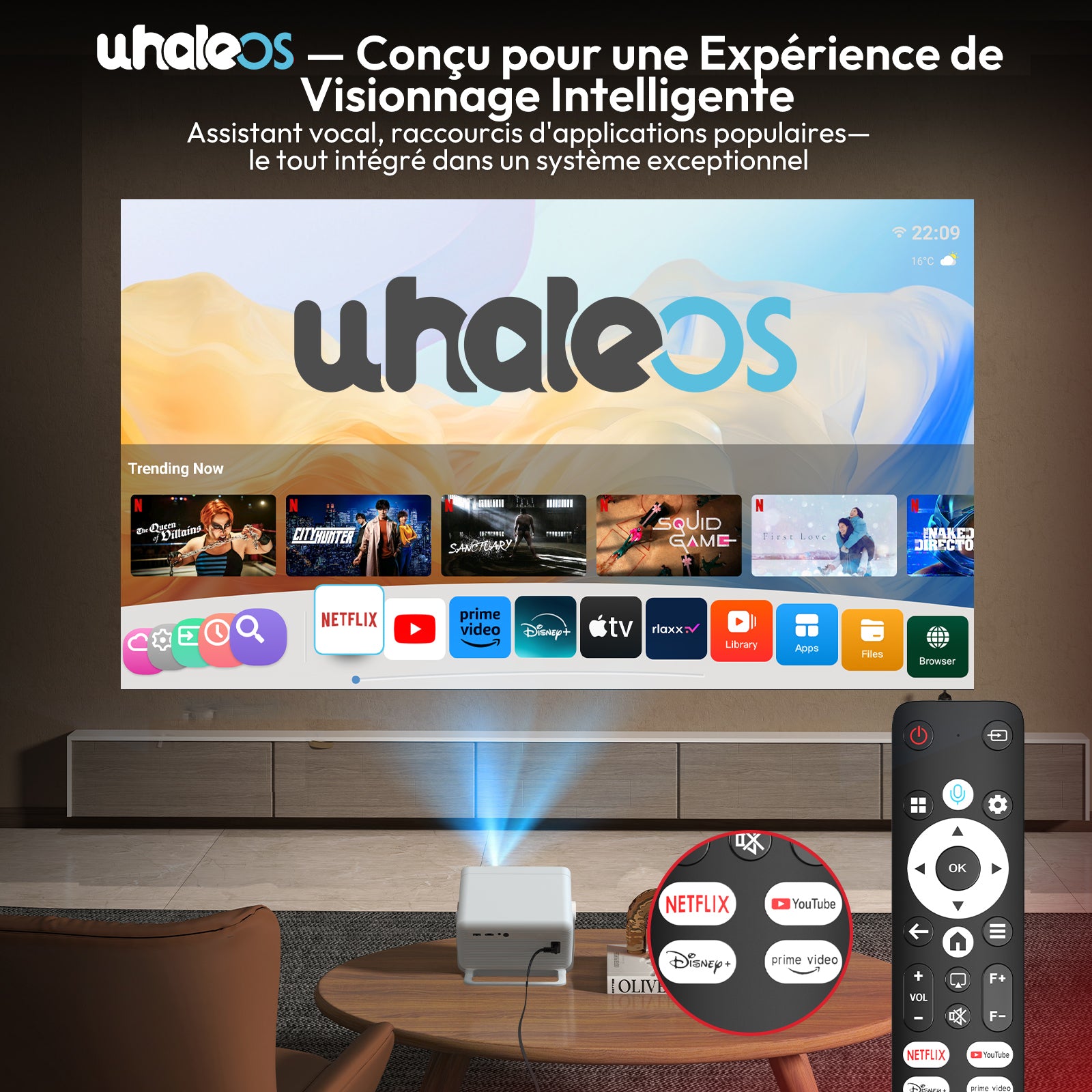 Pack de divertissement pour grand écran - Projecteur portable XGODY Gimbal N6 Pro avec écran de projection de 120 pouces en cadeau