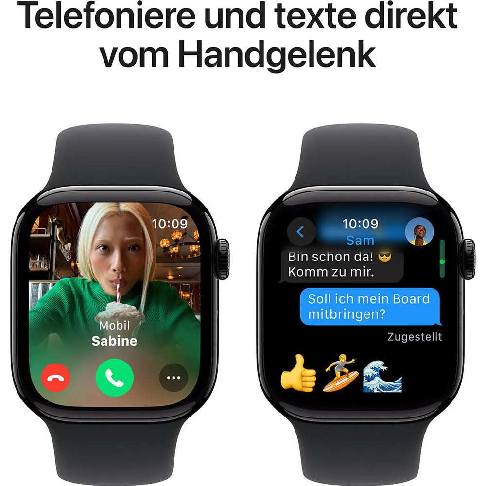 Apple Watch Series 10 GPS WiFi - 42 mm - Noir - Taille S/M - 2024 - Bracelet Sport Noir S/M