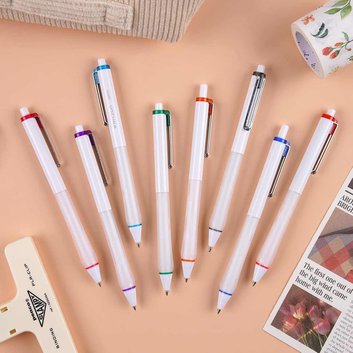 WRITECH Stylos à encre gel rétractables, assortiment de couleurs, pointe moyenne 0,7 mm, écriture fluide et anti-saut, polyvalents pour le journaling, lot de 8