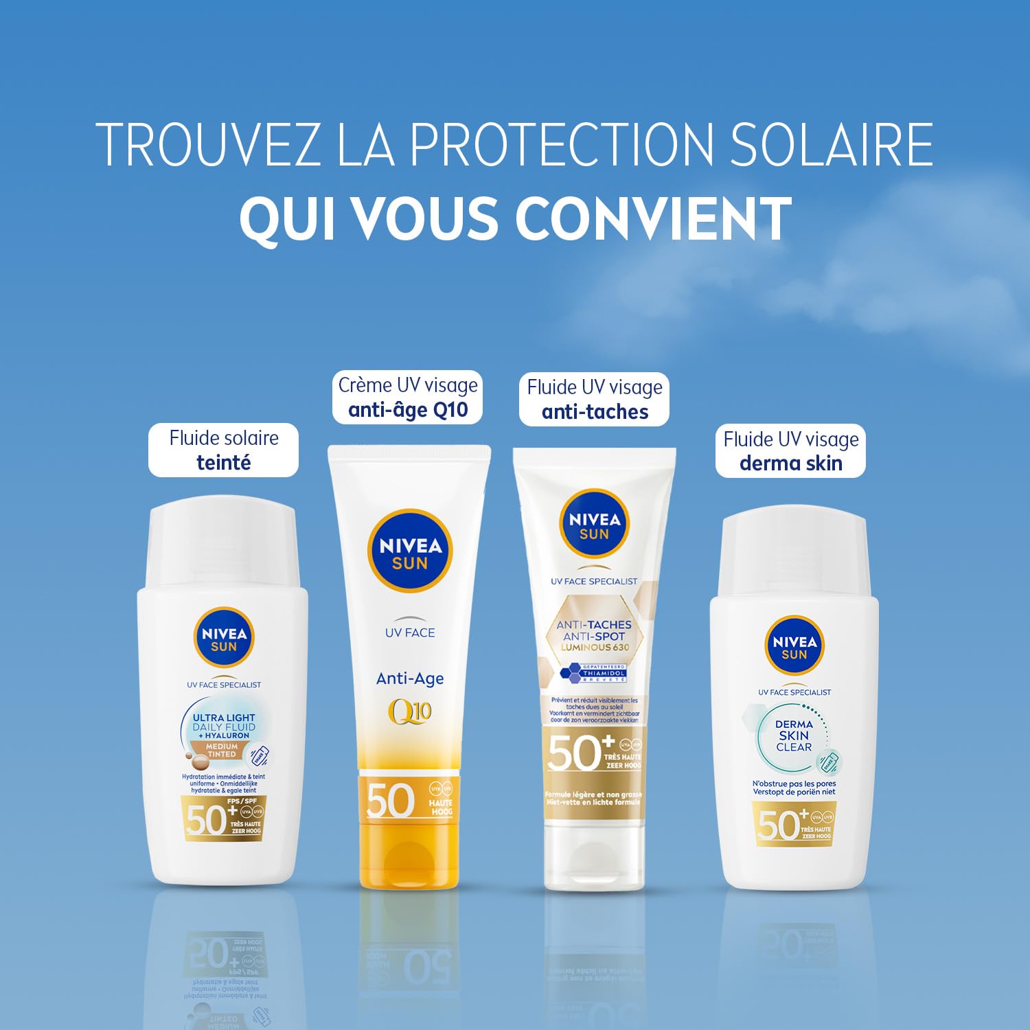 NIVEA SUN Fluide visage quotidien invisible UV SPF 50+ - 40 ml