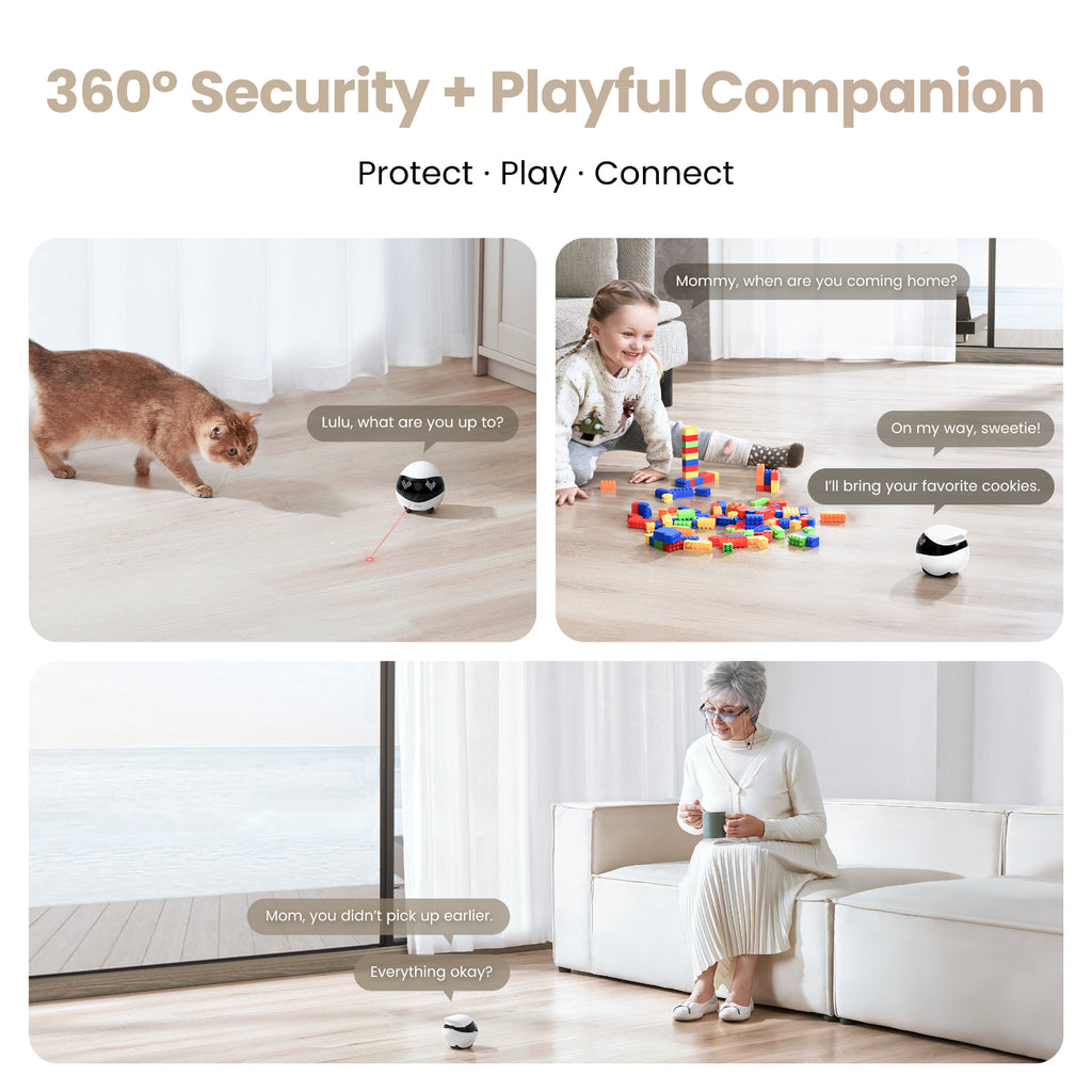 Enabot EBO Air 2 Robot compagnon avec surveillance en temps réel intelligente et interaction à distance avec les animaux - Rose