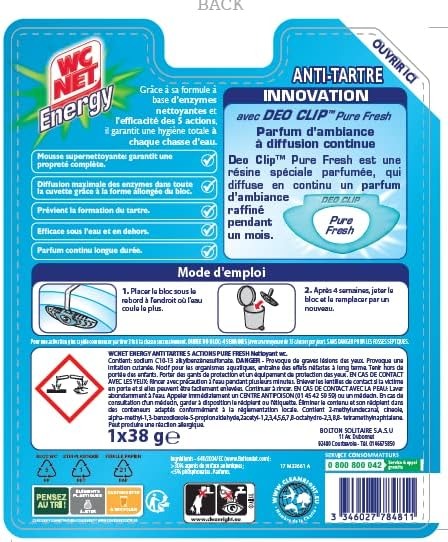 WC Net Bloc WC Énergie, 5 Actions, Gelée & Menthe, 38 g