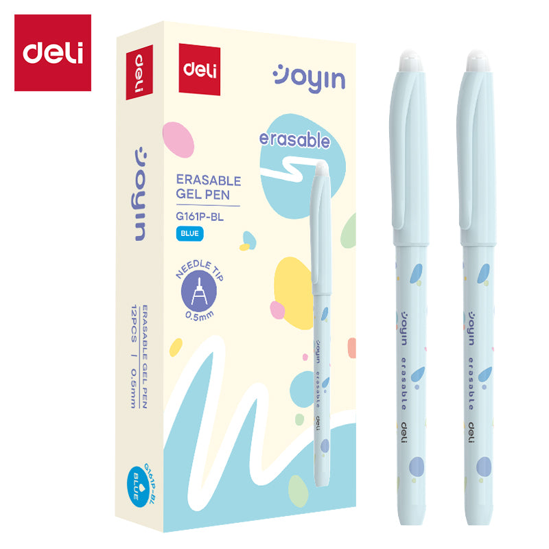 Deli Lot de 12 stylos gel effaçables 0,5 mm - Bleu