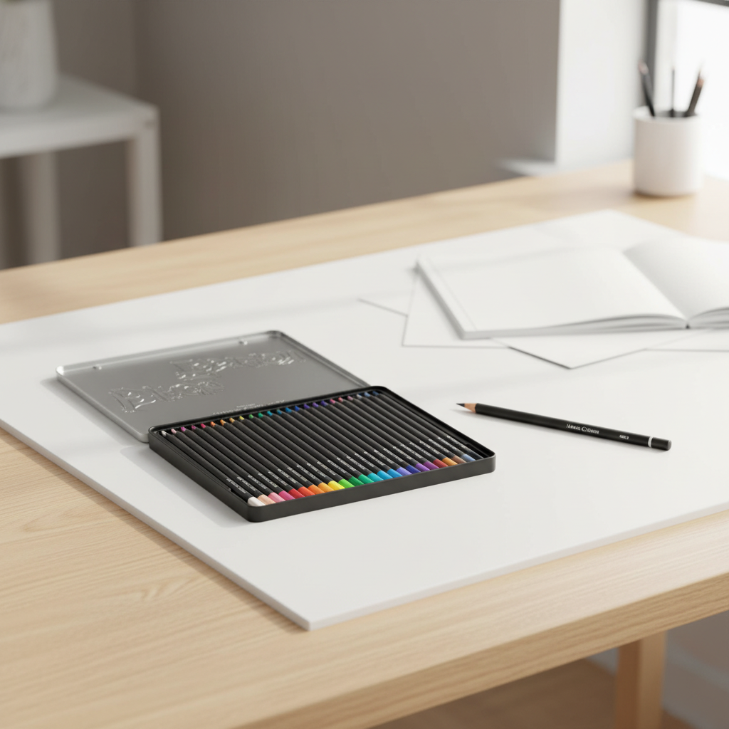 Faber-Castell Boîte en métal de 24 crayons de couleur Black Edition