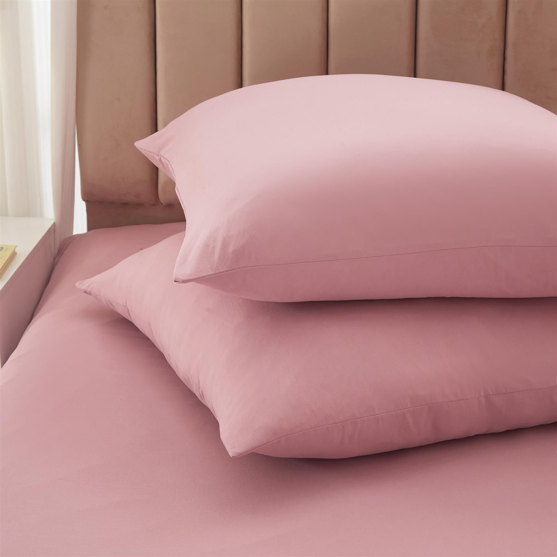 Meeallhome Parure de housse de couette lavée brossée 140 x 200 cm / 65 x 65 cm x 1 Beige rosé