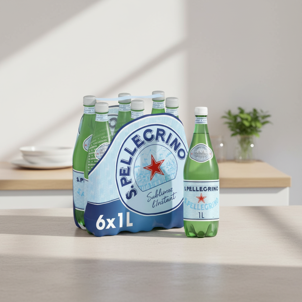 SAN PELLEGRINO Eau minérale naturelle gazeuse - 6 x 1 L