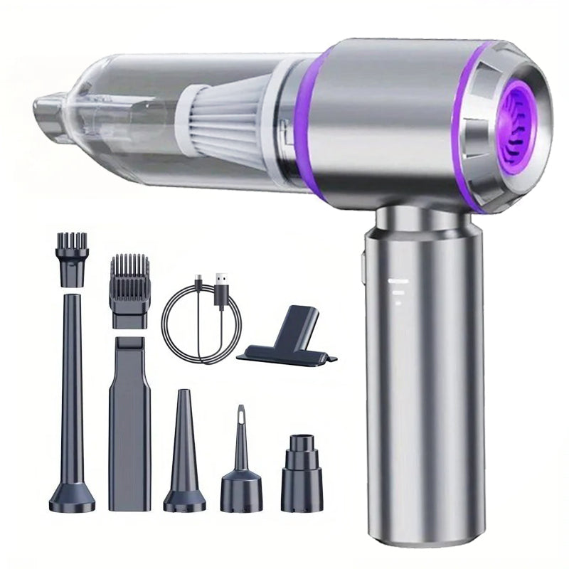 EAFC Aspirateur de voiture à moteur sans balais 16 000 Pa 6653, Aspirateur auto sans fil pour poils d'animaux 6000 mAh, Kit d'outils de nettoyage