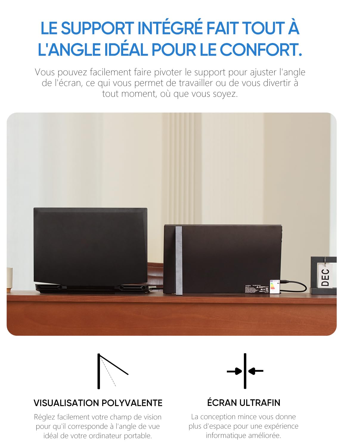 ARZOPA Z1FC Moniteur de jeu portable 16,1 po 144 Hz FHD 106 % sRGB 1080p HDR ultra-mince avec protection des yeux écran secondaire externe