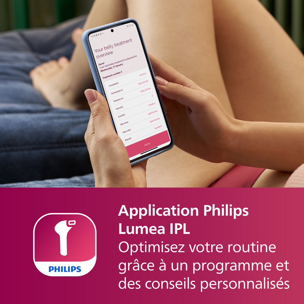 Philips Lumea Series 7000 BRI921/00 Épilateur à lumière pulsée avec capteur de teinte de peau, flashs rapides, embouts corps et visage, épilation semi définitive à domicile
