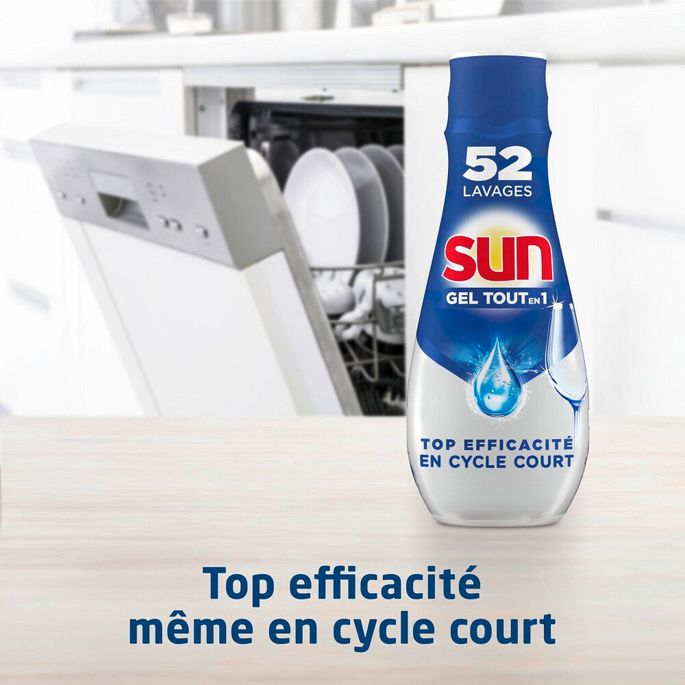 Sun Expert Plus Gel Lave-Vaisselle Tout-en-1, Anti-Calcaire et Dégraissant avec Fonctions d'Adjuvant de Rinçage et de Sel, 2 x 900 ml (= 1,8 L)