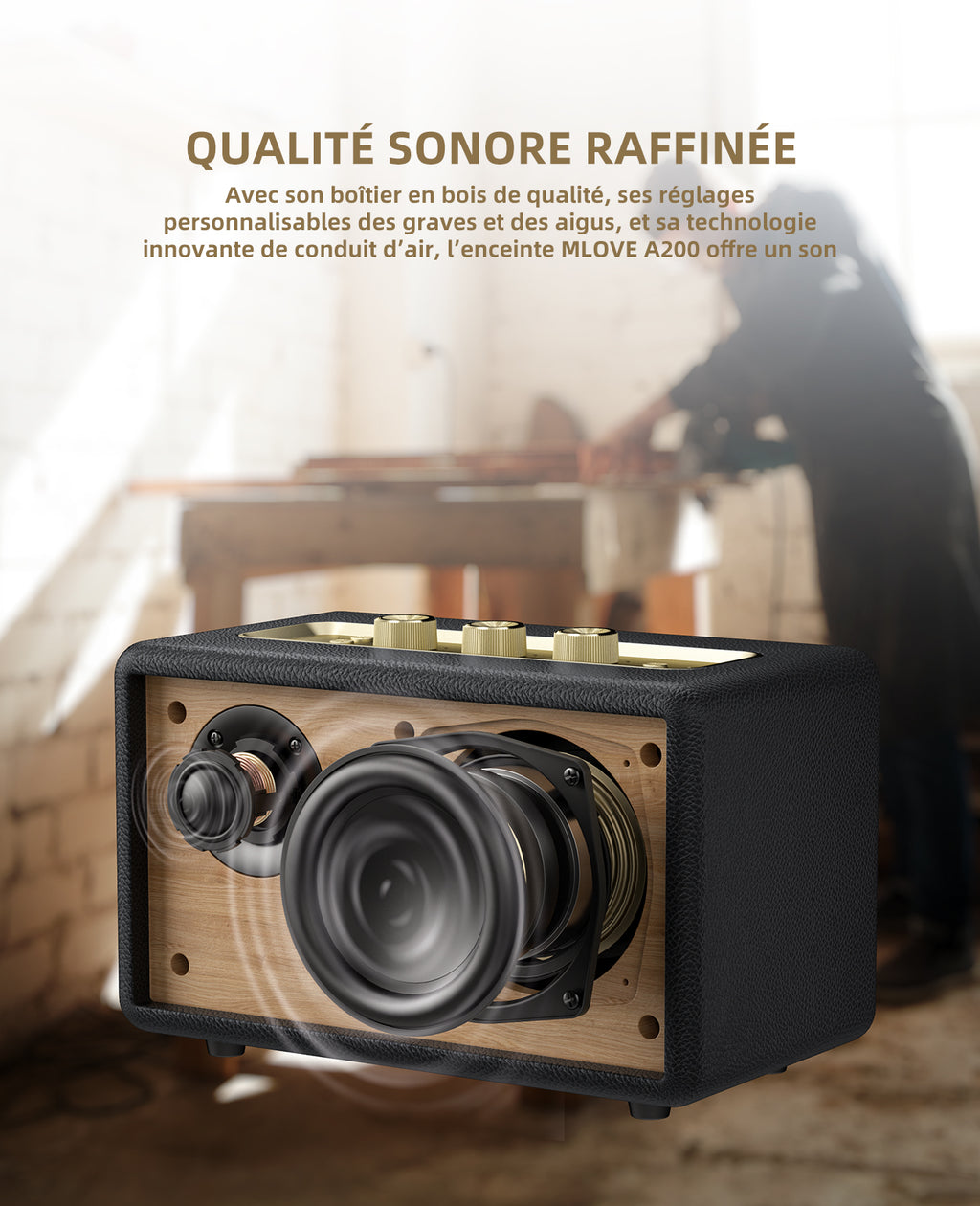 Mlove A200 Enceinte Bluetooth portable - Noir