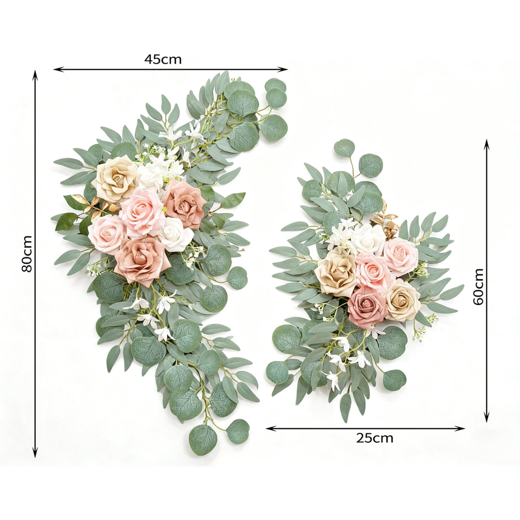 Wei's moment Fleurs de Rose Poudrée Artificielles Guirlande Lot de 2 pour Bâches d'Accueil de Mariage Décorations Florales, Fleurs d'Arche de Mariage pour Cérémonie de Mariage