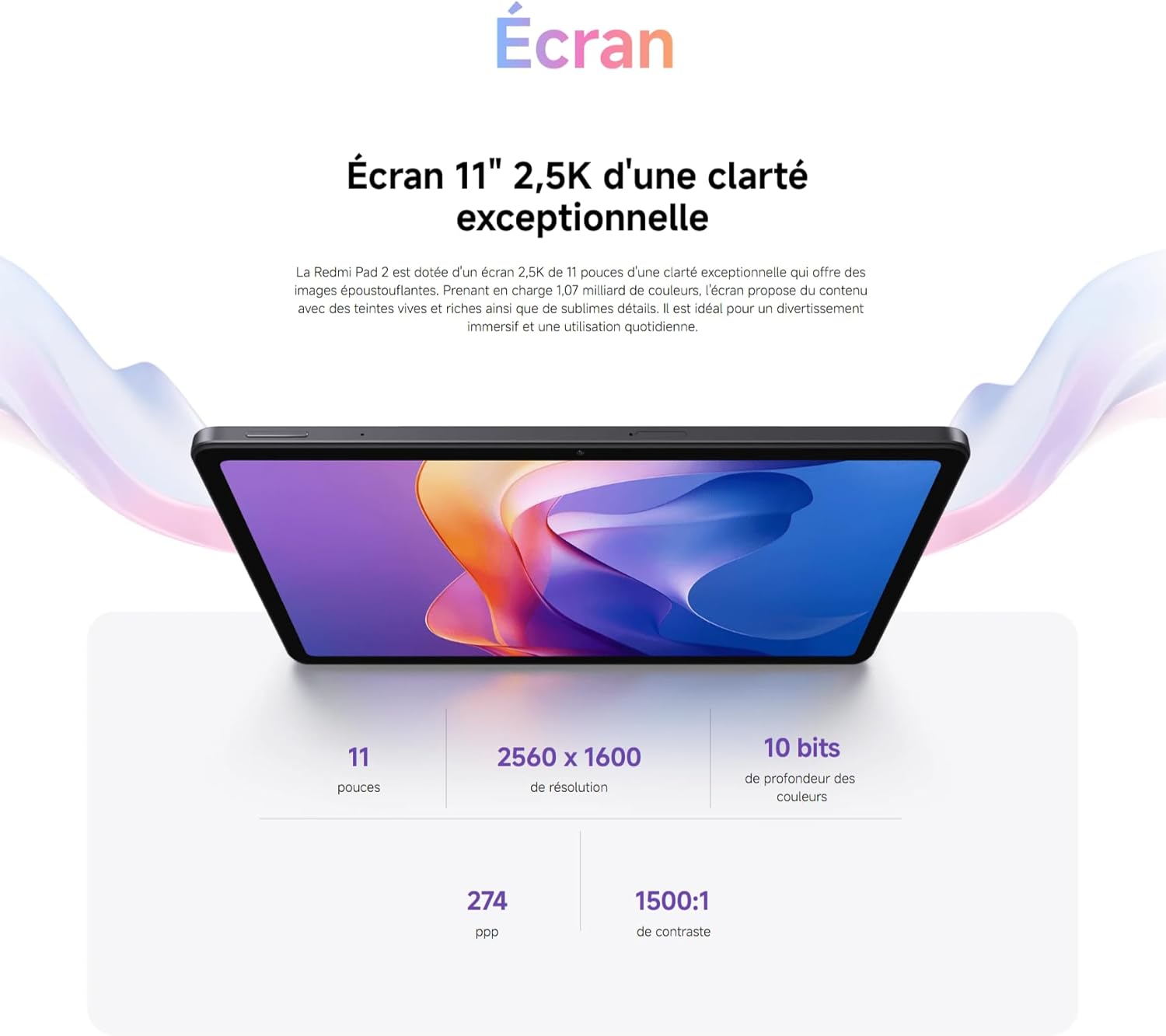 Xiaomi REDMI Pad 2 4 Go/128 Go Wi-Fi vert