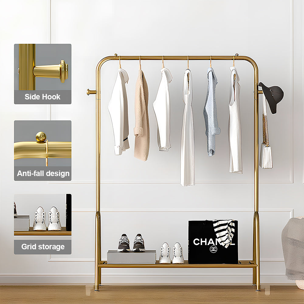 Leli Portant à vêtements sur pied à poteau unique pour chambre et balcon, finition or luxueux, 100 cm