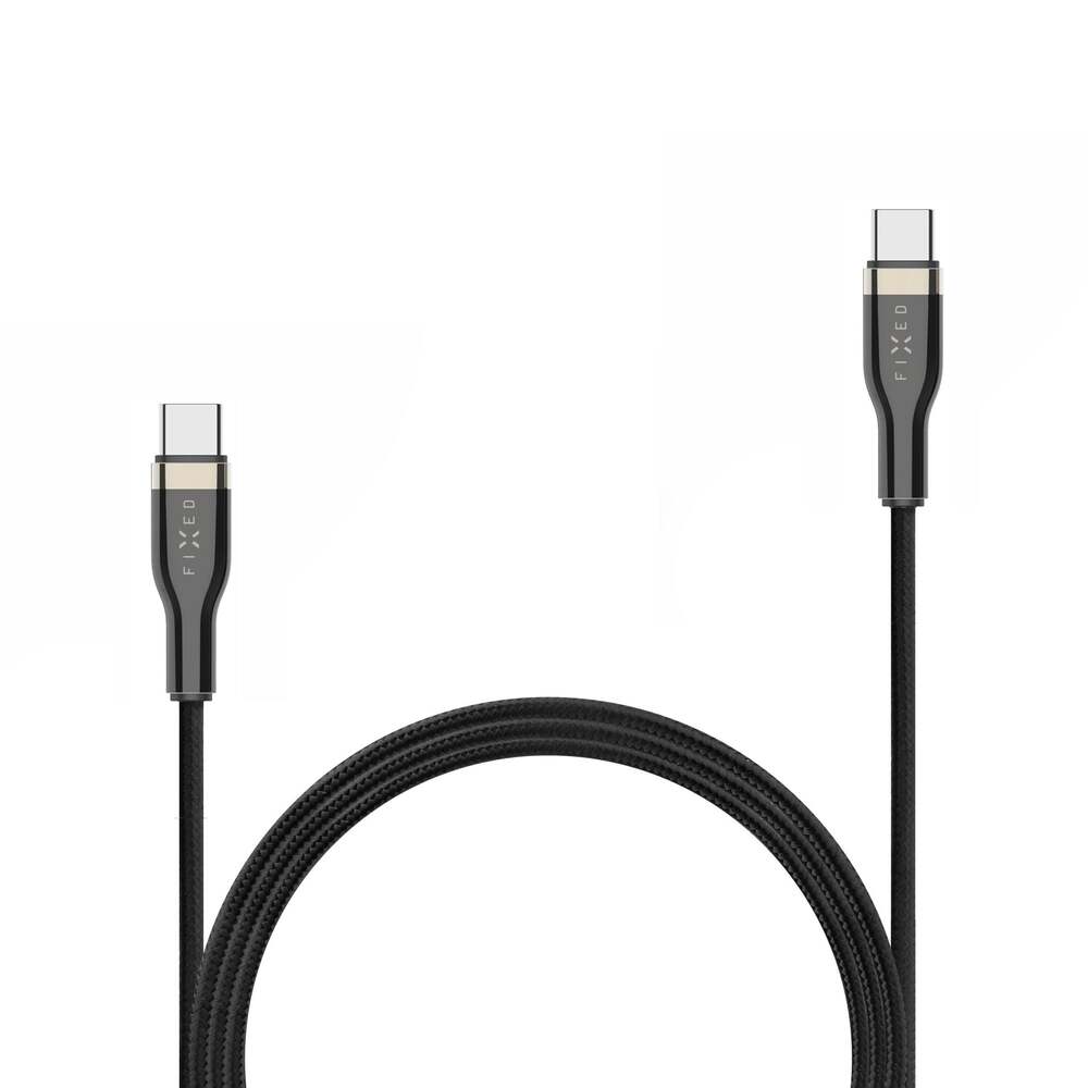 FIXED Câble tressé USB-C/USB-C, 1,2 m, 100 W, noir